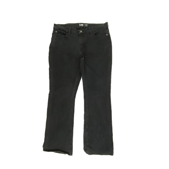 Lee Regular Fit Bootcut Mid Rise Women's size 12P Black Denim jeans - Picture 1 of 4
